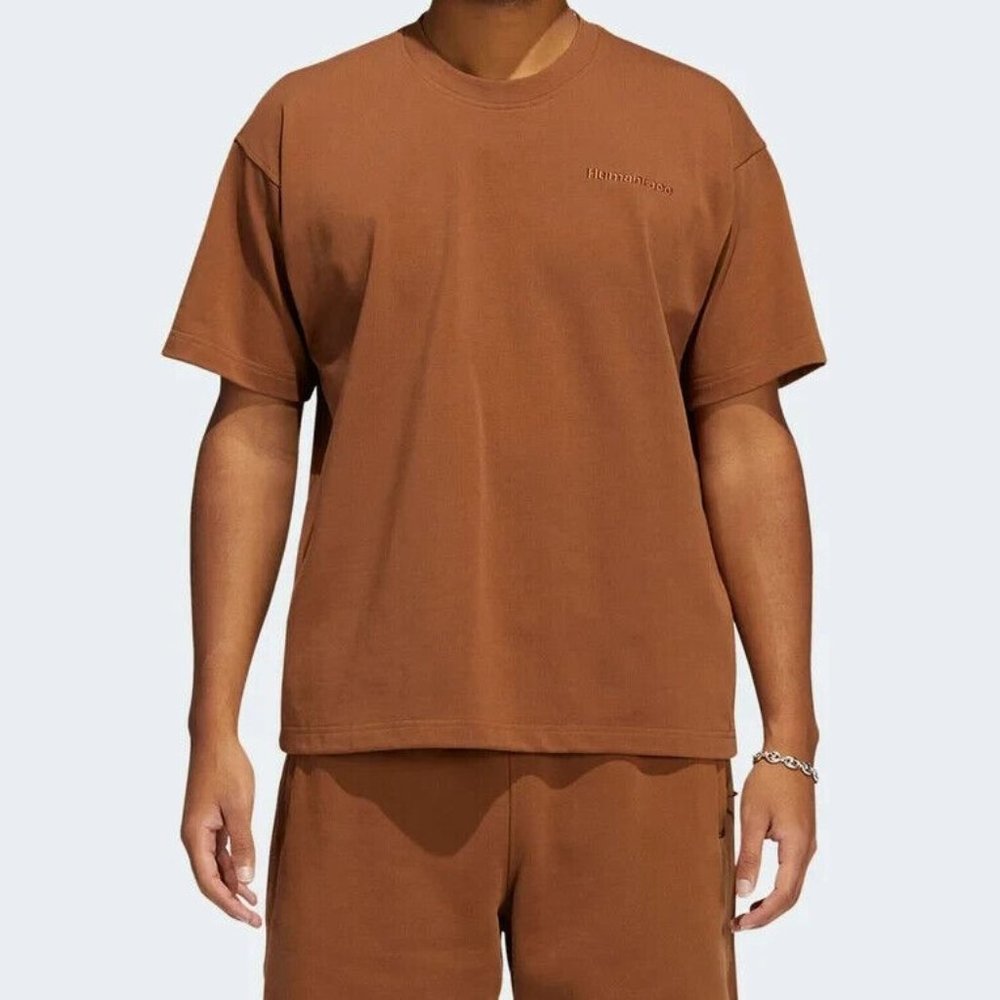 Adidas Men's Pharrell Williams Wild Brown Basics Shirt Size Medium HF9956